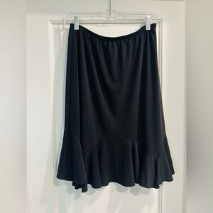 Notations Black Midi A-Line Skirt with Ruffled Hem